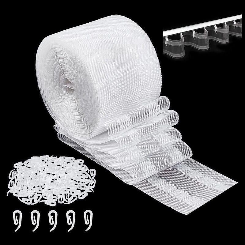 Transparent Wave Curtain Tape 1/5/ 10m with Plastic Hook Pockets Indoor Kitchen Curtain Accessories Wholesale