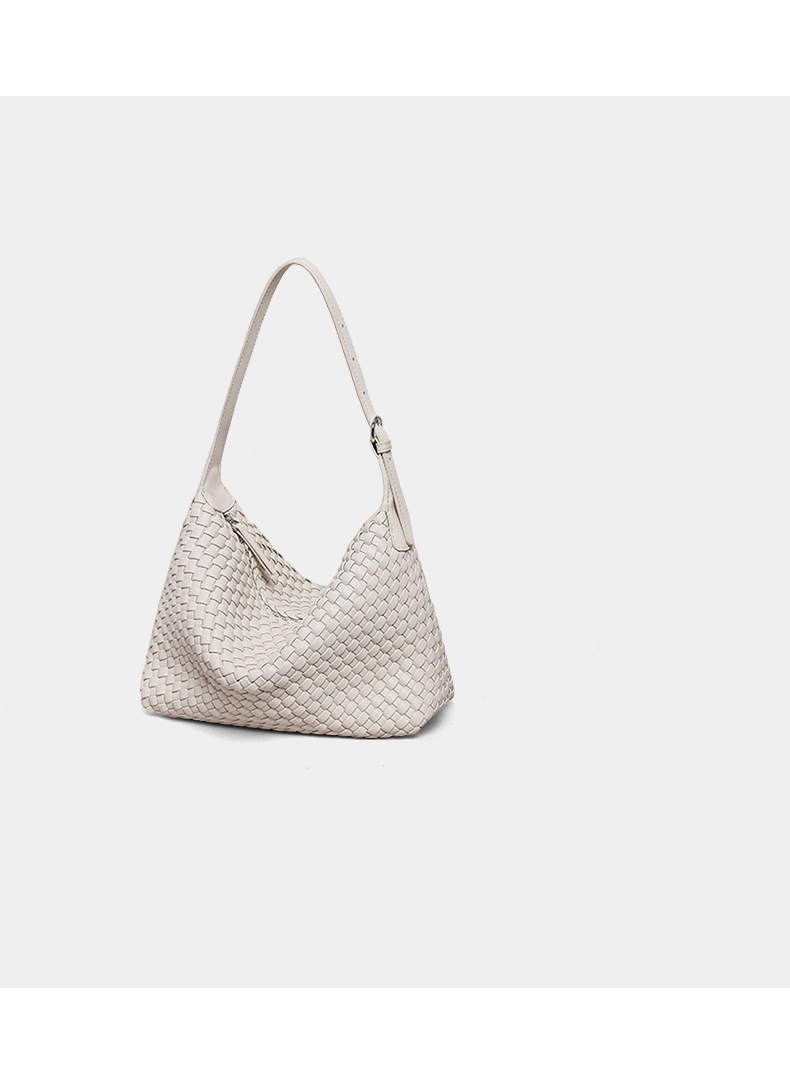 Túi tote nữ cỡ lớn đeo chéo kiểu vintage handmade dệt — màu nâu, màu trắng ngà, màu tím hoa cà chi tiết 30