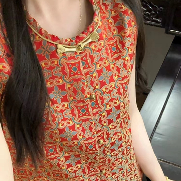 Christmas Rayon Song Brocade Vest Classic Nanyou Autumn and Winter New Chinese Style National Style Red Vest Factory Direct Sale