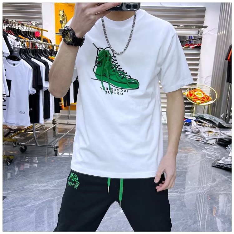 T-shirt court à manches mi-longues pour homme, vêtement d'été polyvalent, marque tendance, ample, américain, High Street_voghion.com