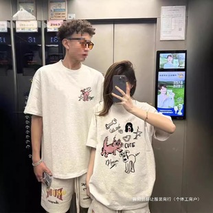 Couple's Pure Cotton Short-Sleeve T-Shirt, New Summer Style, Loose and Slimming, Niche Design, Unisex Top, Trendy Brand Uniform