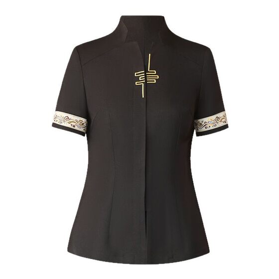 Restaurant Waiter Work Clothes Chinese Style Star Hotel Restaurant Restaurant Hot Pot Restaurant Work Clothes Men and Women Short-Sleeved Customization