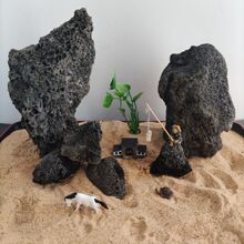 黑色火山石大块原石鱼缸天然火山岩山水石草缸过滤垫底造景乌龟