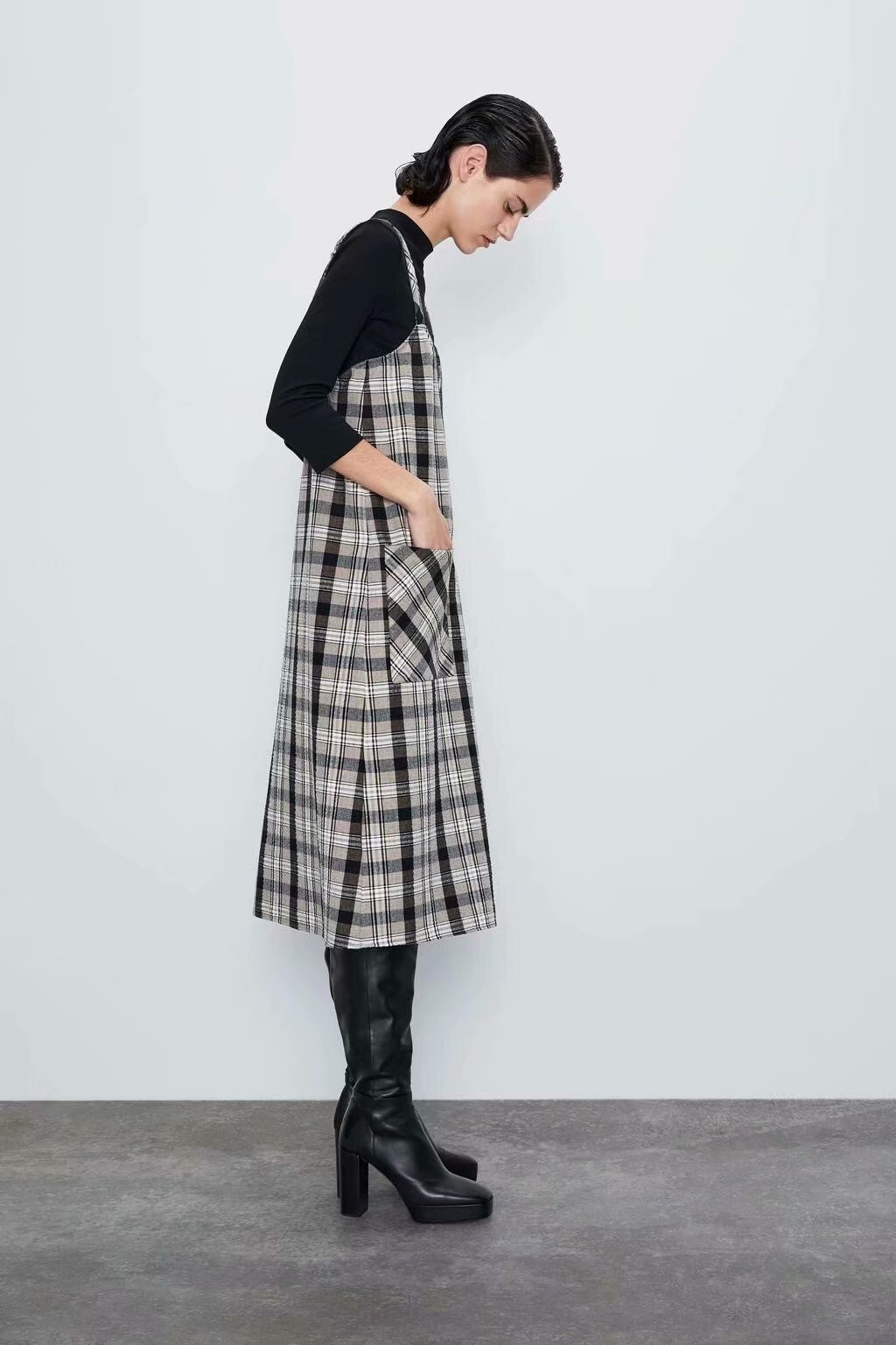 new fashion sling plaid dress  NSAM37537