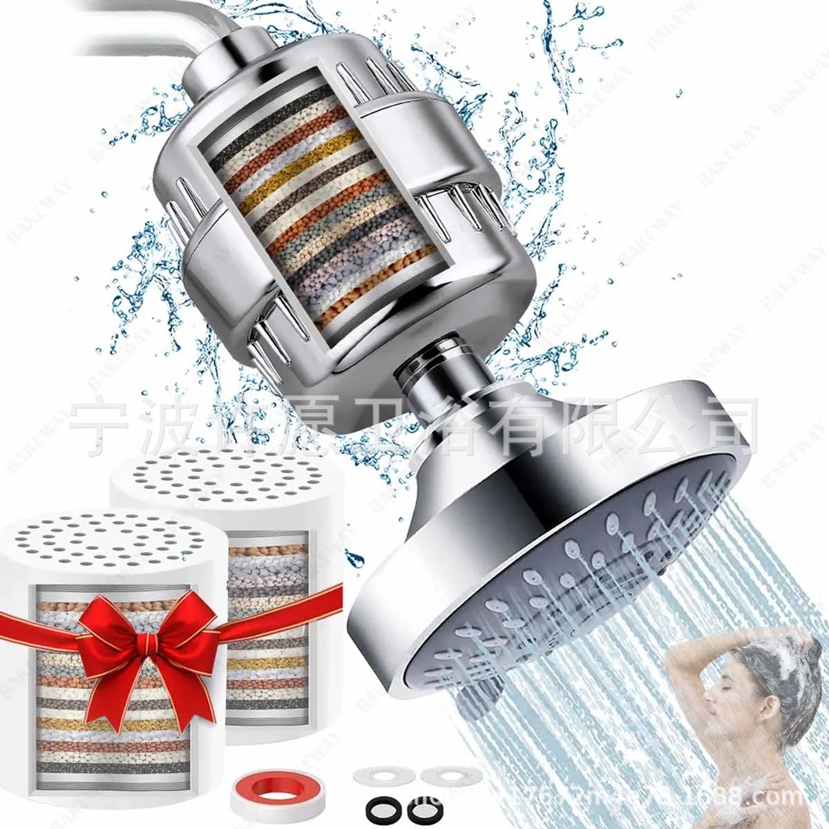 Cabezal de ducha ajustable de 4 pulgadas y 5 velocidades con filtro de 15-25 niveles para baño y caseta de ducha, pequeño set de ducha superior transfronterizo.