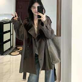 小个子巨好看棕色风衣外套女2025秋季新款宽松韩版高级感韩系短款