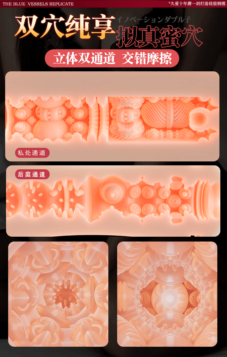Half-Body Silicone Masturbator with Vaginal and Buttock Channels, Manual Use, Flesh Tone — detail image 34