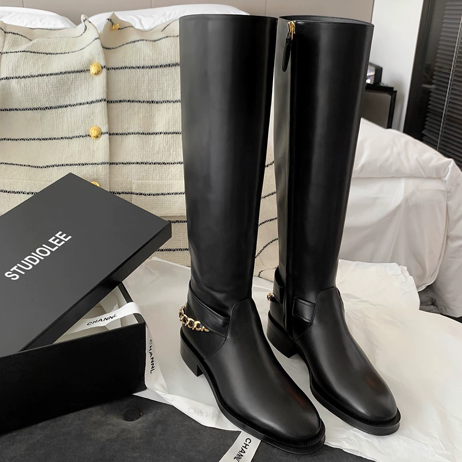 В наличии и быстрая доставка! Женские туфли на толстой подошве на массивном каблуке, в стиле виноградной мамы, на толстой подошве, молния сбоку, сапоги для верховой езды до колен