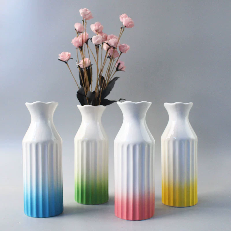 Керамическая ваза высотой 21 см градиент креативные сухие цветы Бытовые аксессуары для гостиной внутренняя ваза украшения