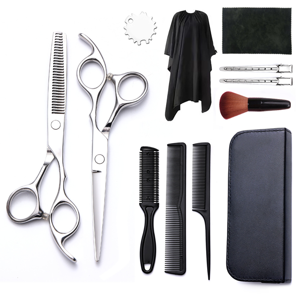 Corte de pelo tijeras transfronterizas amazonas color tijeras de dientes planas cortadas delgadas frange tijeras divisorias fábrica de tijeras al por mayor set de tijeras de peluquería