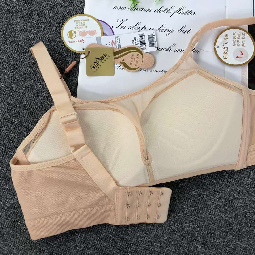 Nuevo estilo inalámbrico sujetador de moda encaje jacquard transpirable cómodo alta calidad superior delgada inferior gruesa tres breasted ropa interior para las mujeres