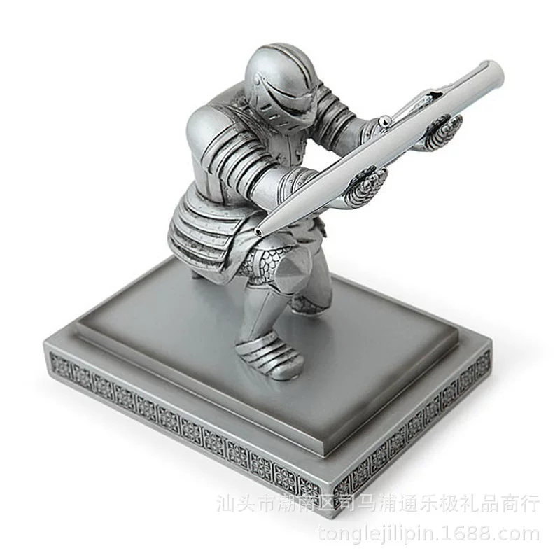 通乐极 PenHolder Knight Pen Seat Armor Hero Pen Holder Display Stand Stationery Pen Holder Metal Electroplating