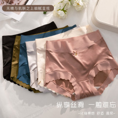 Luxurious Satin Ice Silk Tri-Shell Pencil Skirt for Women Seamless High-Waist Plus Size Silk Antibacterial gusset underwear for ladies knitwear