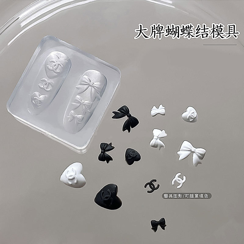 ビッグブランドのリボン型ネイルアートデコレーション高透明モールド DIY フレンチ彫刻接着剤モールド交換モデル|undefined