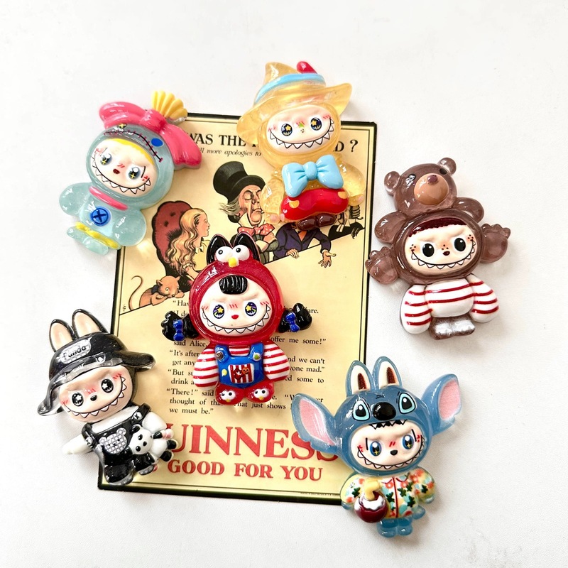 新しい漫画かわいいラブブ半透明ソリッドカラー冷蔵庫マグネット樹脂アクセサリー三次元装飾磁気ステッカー|undefined