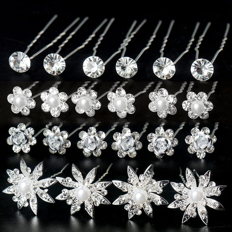 真珠のu型のヘアピンのヘアピンのビーズの花の髪とフォークの髪のドリルの花嫁の髪の花のフォークのu型のヘアピンの女性|undefined