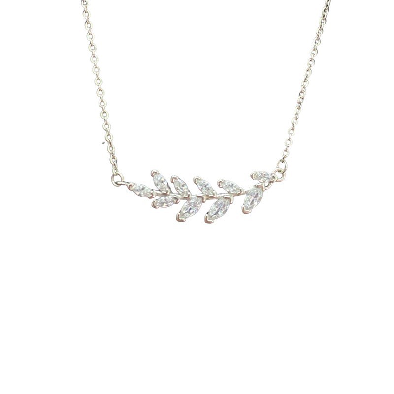 Wheat Ear Necklace Light Luxury and Unique Design Sense 2023 New Small Leaf Collar Chain as a Valentine's Day Gift for_voghion.com