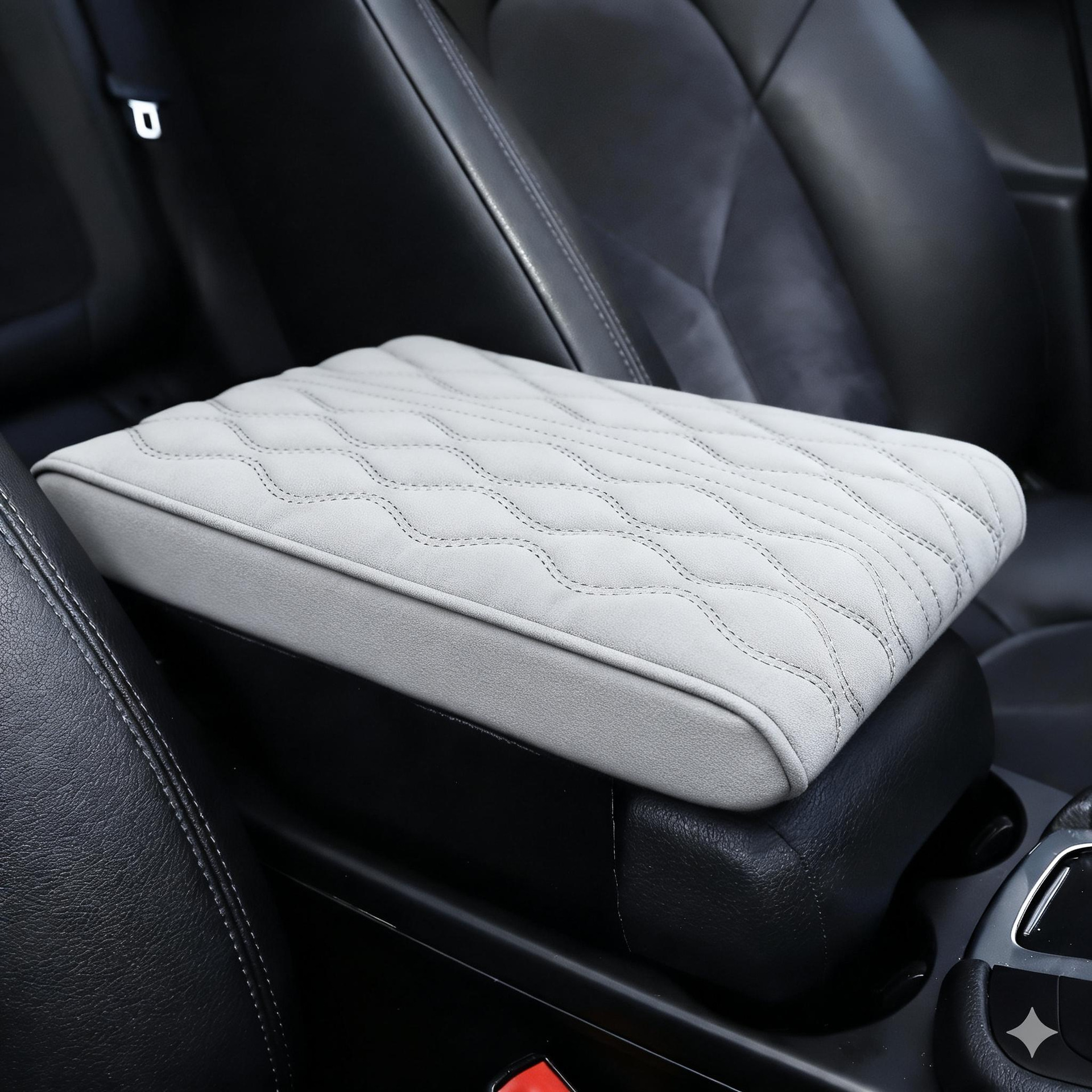 Car Armrest Box: Universal Armrest box pad - wavy-memory-foam-armrest-heightening-pad-gray