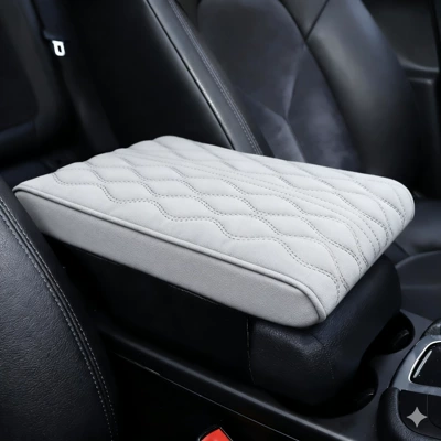 Car Armrest Box Mat Universal: Armrest box pad - wave-pattern-memory-foam-armrest-box-booster-pad-grey