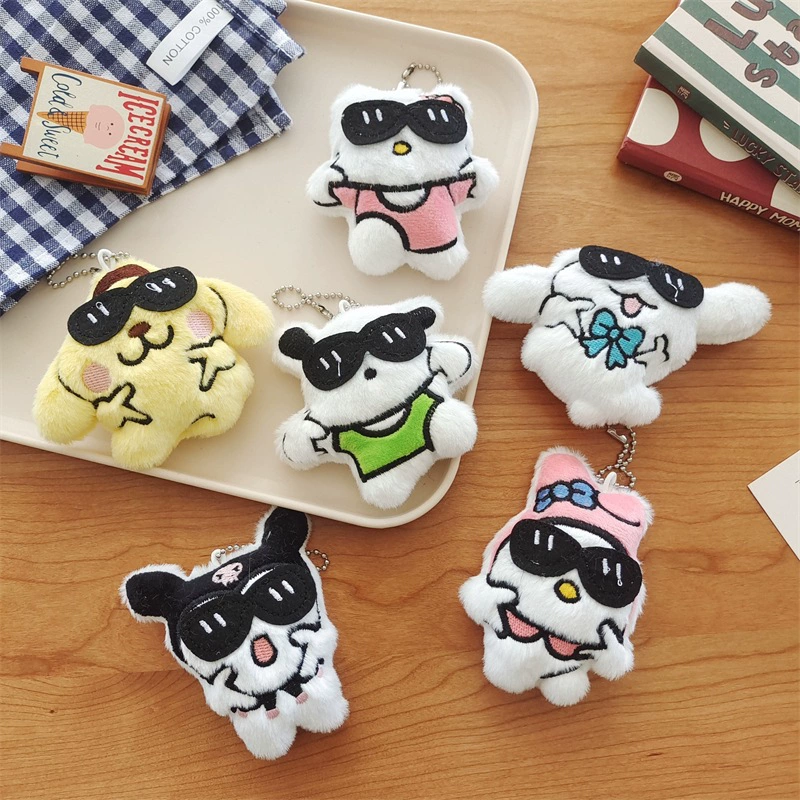 Креативный рок-н-ролл Sanrio Kulomi Paccha собака брелок милая плюшевая кукла солнцезащитные очки сумка подвеска броши