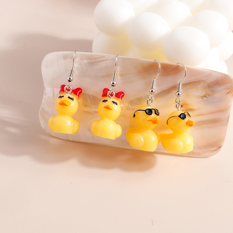 Fashion Cartoon Cute Little Yellow Duck Earrings display picture 4