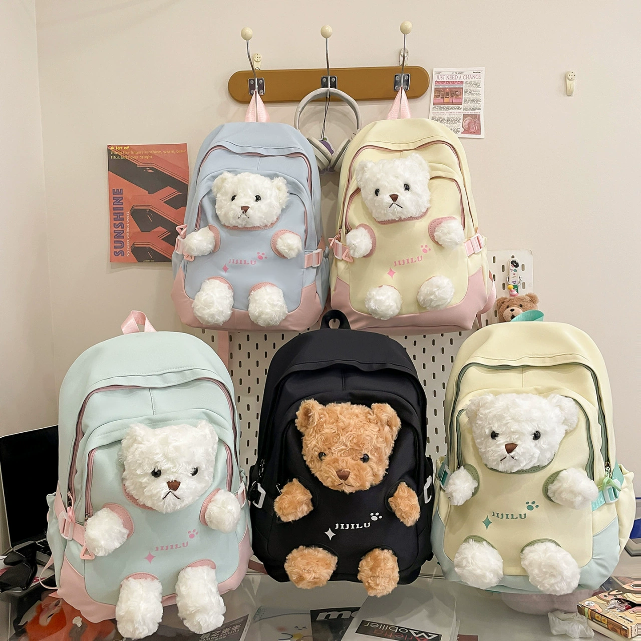 Новый милый и очаровательный рюкзак-медведь, высококачественная школьная сумка с плюшевой игрушкой в виде мультяшного персонажа для девочек средней и старшей школы.