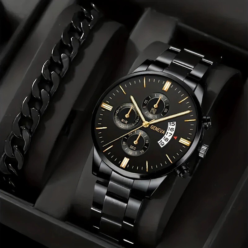 Classic Fashion Foreign Trade Calendar Watch Wholesale Trend Sports Men's Steel Band Watch Business Cross-border suit Explosions