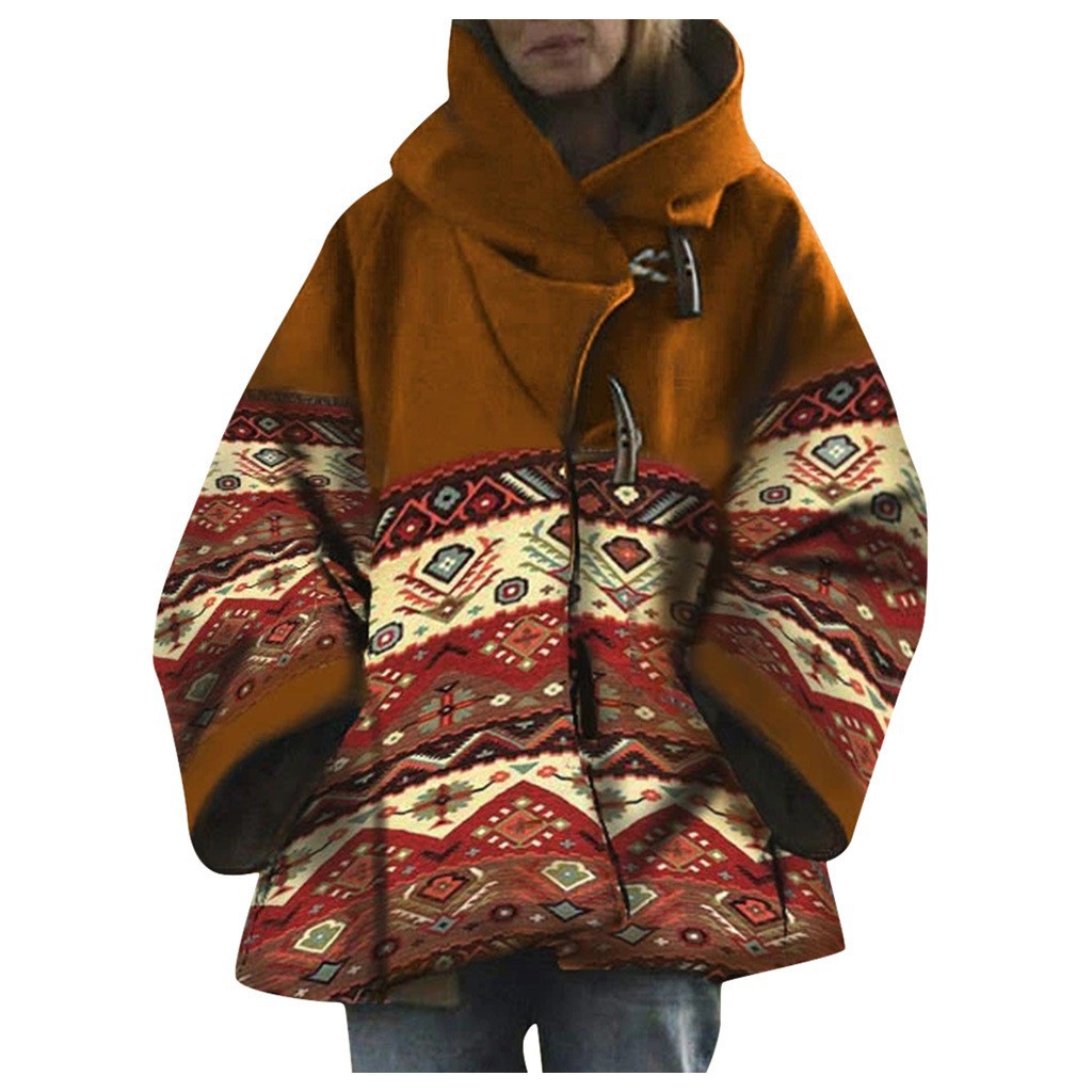 Abrigo de Lana con Capucha Estampado de Lana de Alpaca y Algodón Poliéster image 14