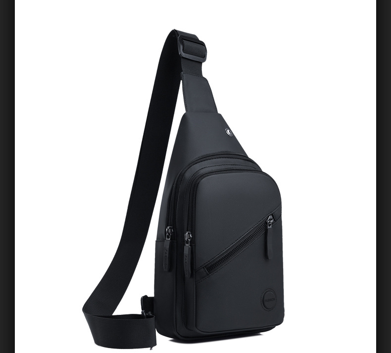 New water-repellent leather film chest bag for men, large-capacity multi-layer adjustable shoulder strap crossbody bag for cross-border use undefined