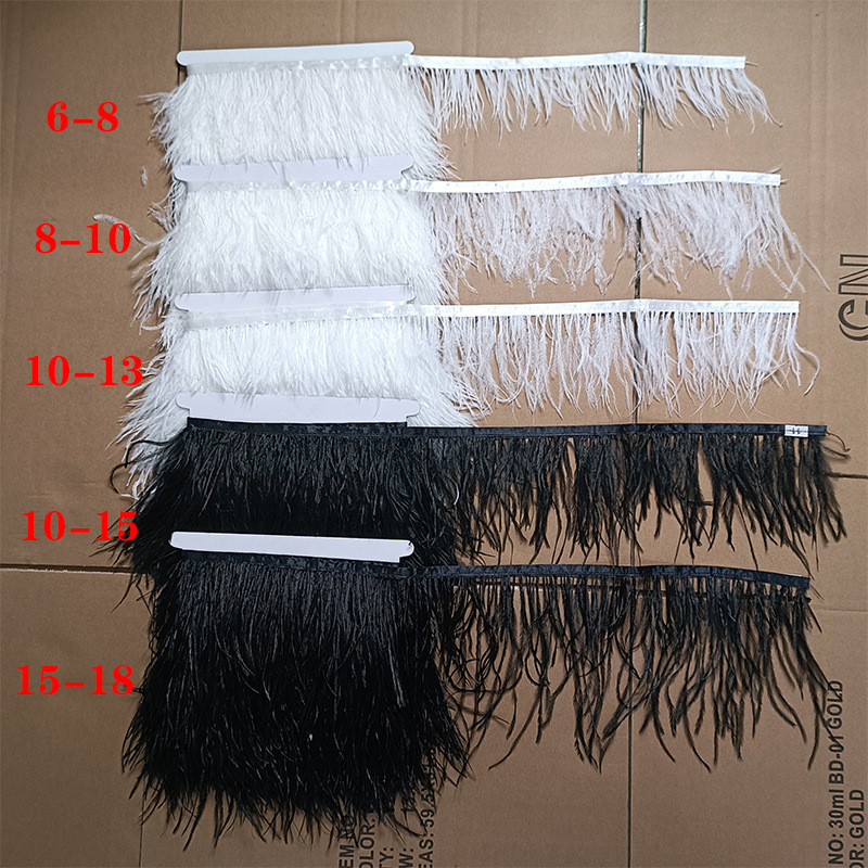 Factory direct 6~18cm ostrich feather cloth edge ostrich feather clothing cuff edge decoration feather clothing accessories