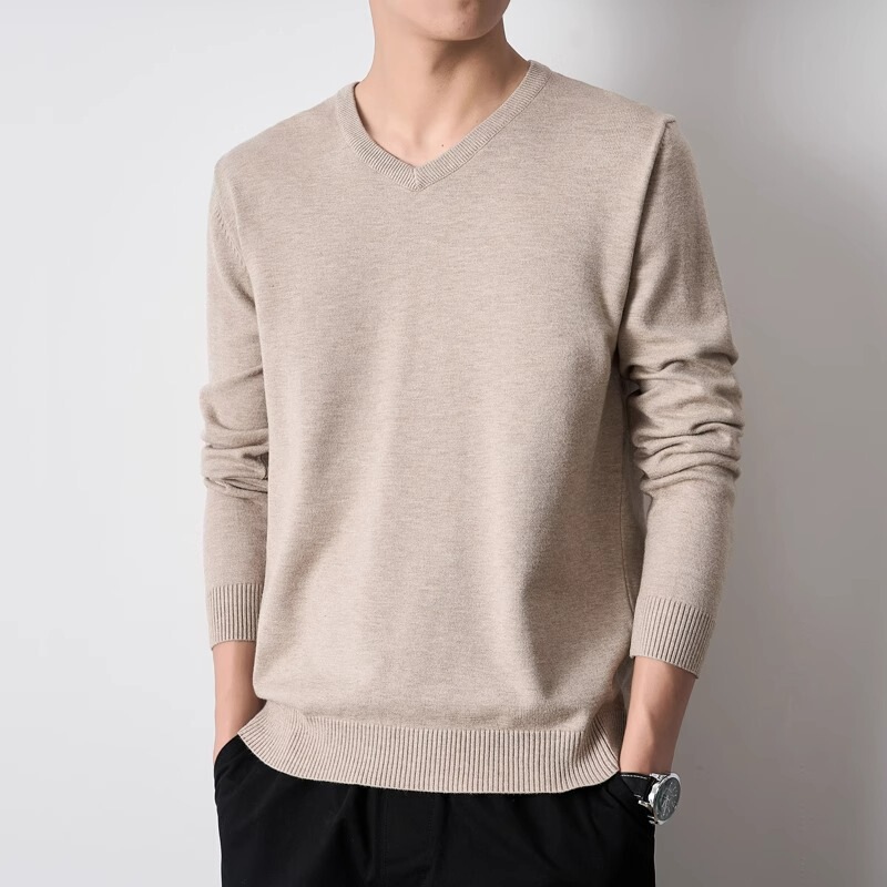 Knitted Knitwear Men's V Neck Knitwear 2025 Autumn and Winter New Versatile Casual Sweetheart Collar Long-Sleeved Inner Knitwear