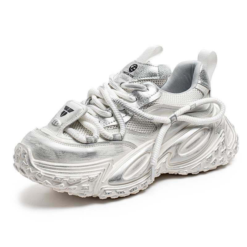 Estación europea zapatos de hombre de cuatro estaciones, malla de primavera, zapatos deportivos casuales transpirables, zapatos de fondo grueso para estudiantes de todo fósforo