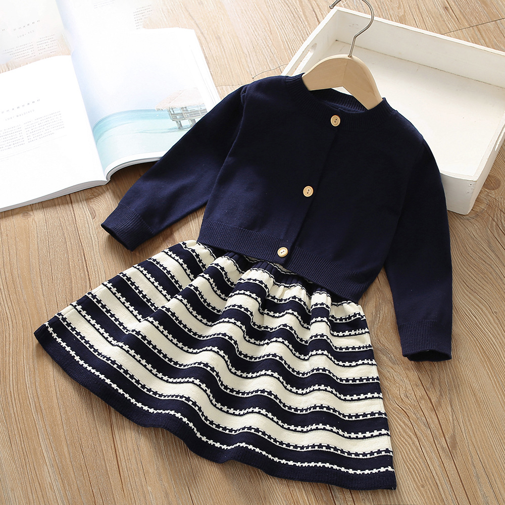 Pull Se Skir pour filles, robe suspendue, Cardigan tricoté, à la mode, deux pièces, nouvelle collection automne/hiver 2022_voghion.com