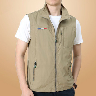 Dopamine Spring and Autumn Vest Men's Casual plus size Multi-pocket Outer Wearing Vest Quick-drying Thin Sleeveless Sports Ware