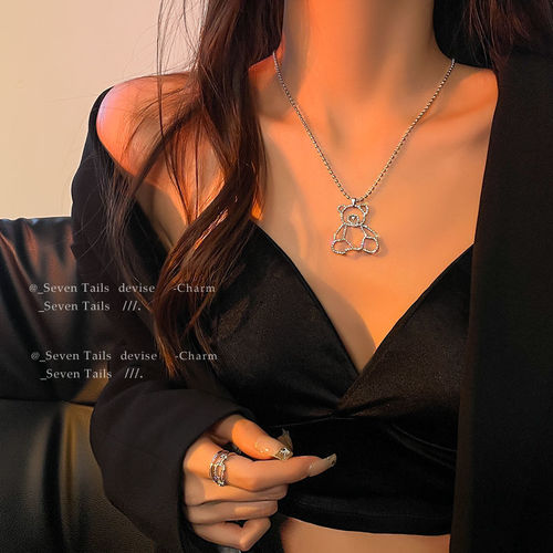 Sweet and Cool Bear! Necklace for Women, Fashionable and Versatile, 2025 Trendy, Ins Hip-Hop Cool Style, Couple's Necklace for Men