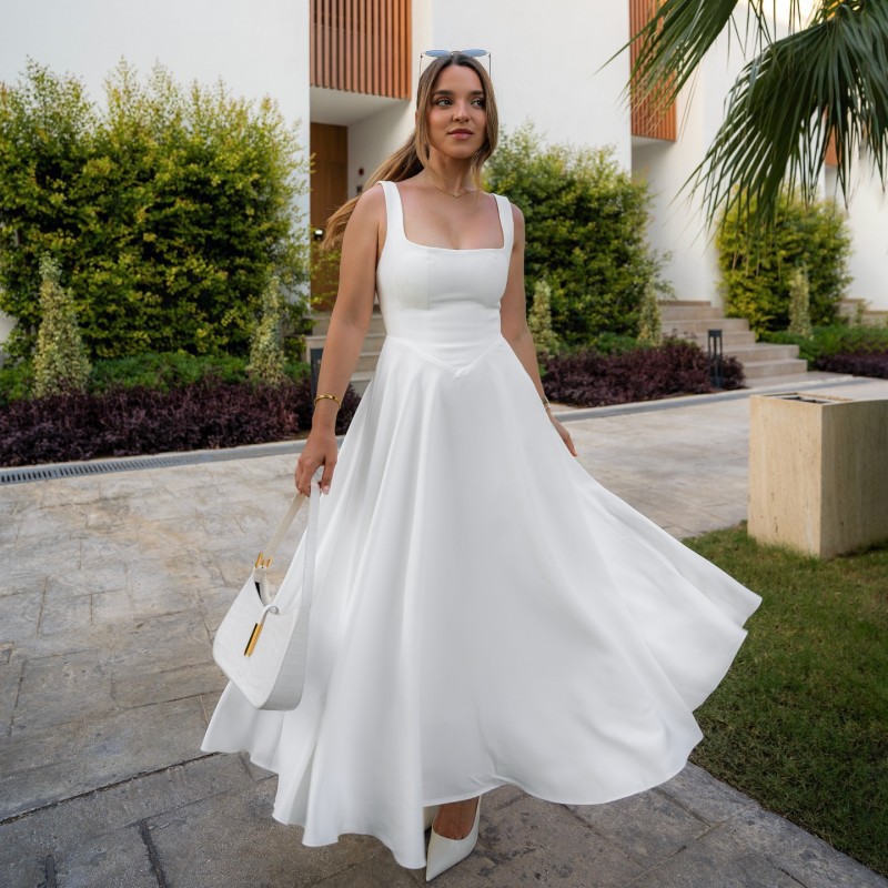 Comercio exterior Amazon 2025 primavera y verano nueva ropa de mujer europea y americana temperamento color sólido cuello cuadrado cintura sin mangas vestido de tirantes