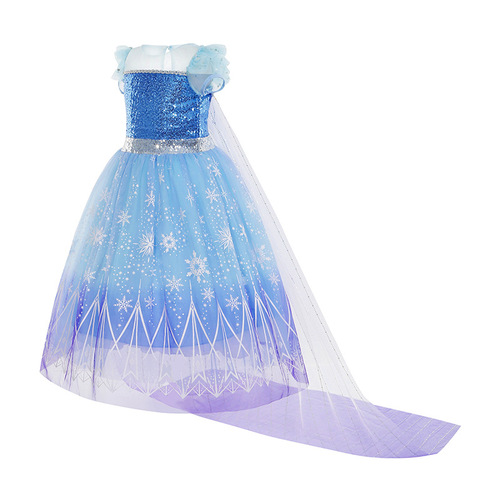 Ice and Snow New Elsa Princess Dress Halloween Elsa Girl Child Dress Elsa Sparkling Princess Dress Dropshipping One Piece