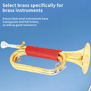 Factory Direct Delivery, Excellent Workmanship, Large Spanish Military Trumpet with Red Braided Handle, Military Trumpet, Troop Trumpet, Charge Trumpet