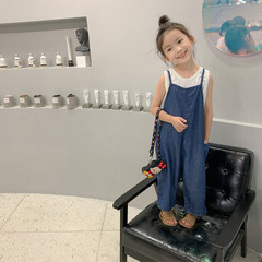 女童網紅天絲吊帶連體褲夏裝新款兒童女寶寶女衣服洋氣韓版背帶褲