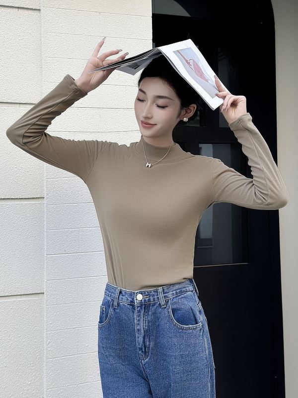 半高领针织衫女长袖洋气百搭显瘦宽松立领打底小衫黑色西装内搭女|undefined