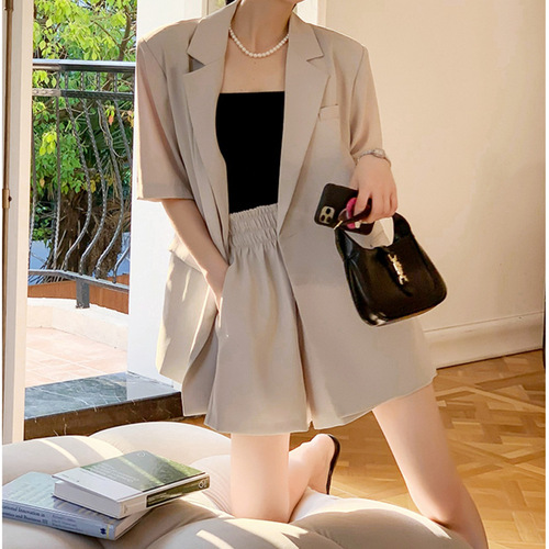 Women's Summer Thin Suit Set 2025 New Design Sensory and Stylish Slimming Casual Short Shorts Two-Piece Set
