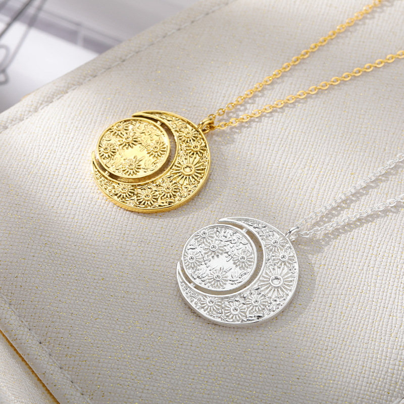 fashion sun and moon combination copper necklace wholesale