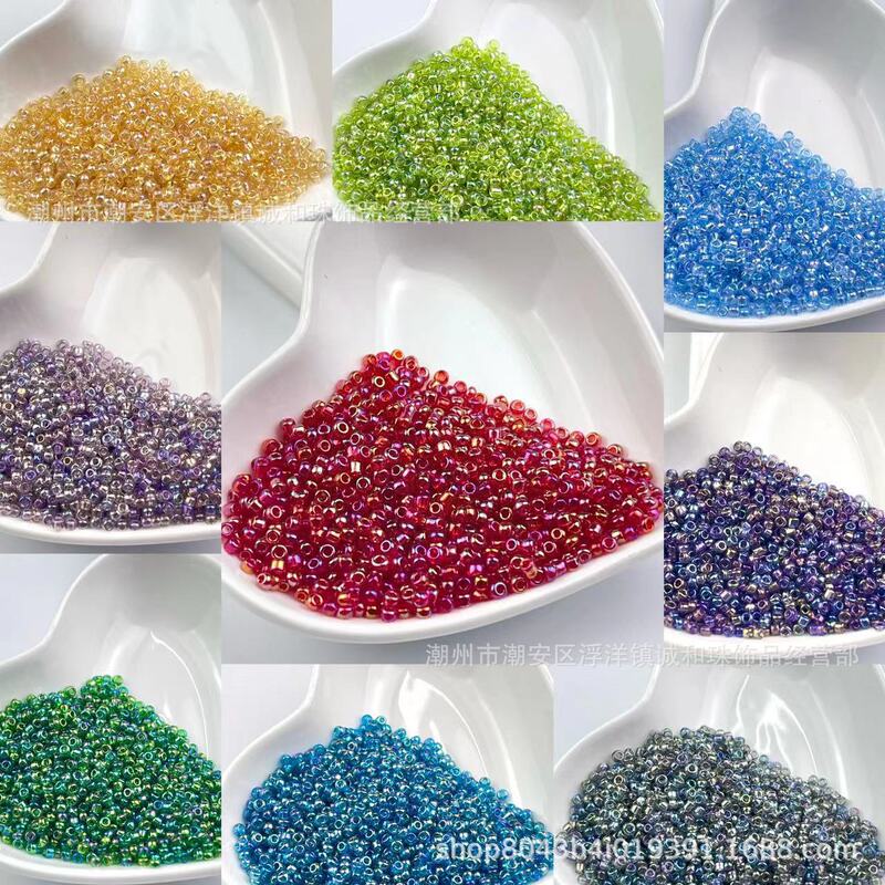 Domestic high quality 2/3/4mm magic color transparent glass rice beads DIY hand woven tassel embroidery clothing material