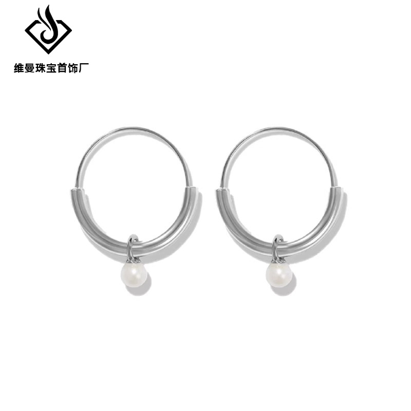 Haoxicheng Shuangjiang Xi Zhang Jiani same oval pearl pendant earrings Women's Light luxury high-end design earrings