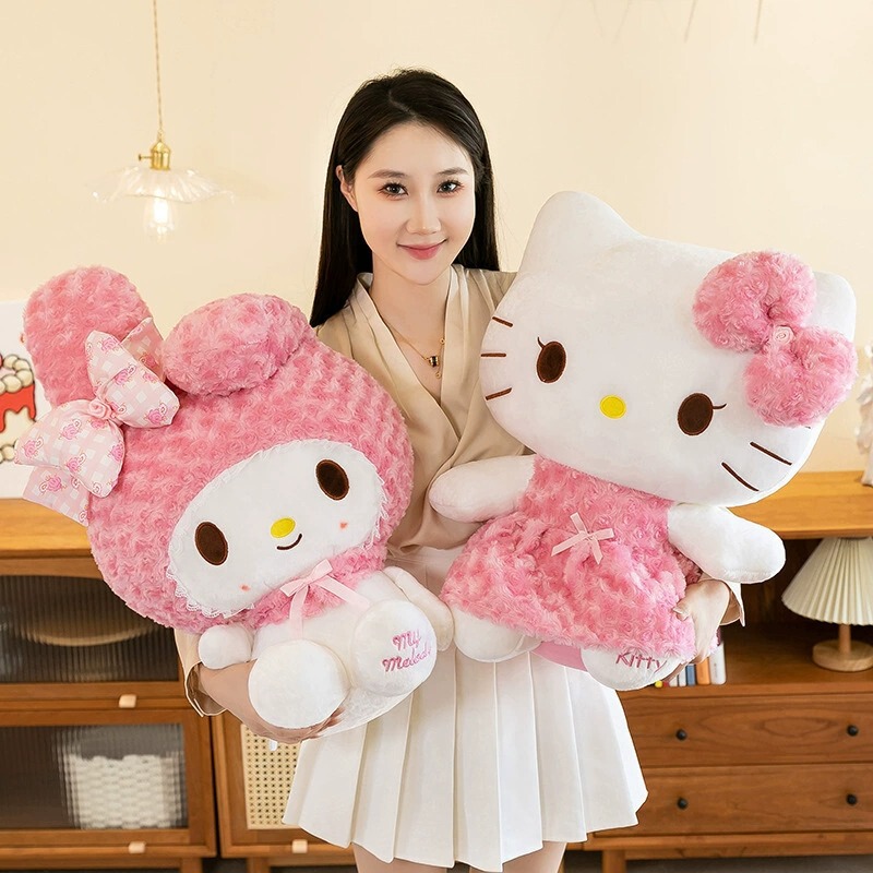 Rose Kt Cat Plush Toy Pink My Melody Doll Girl Gift Healing Series Doll Wedding Toss Doll