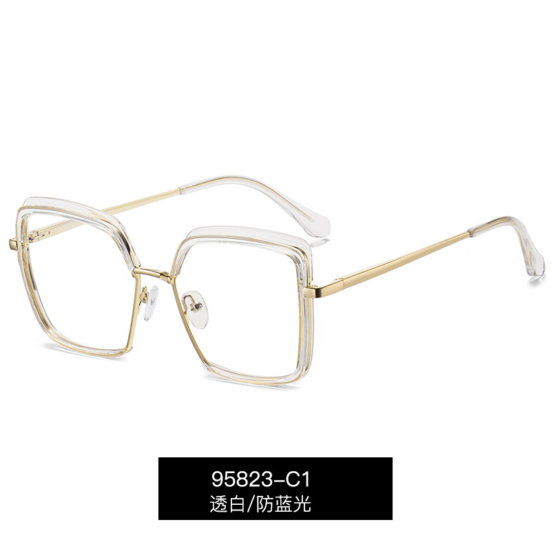 95823 Cruz-frontera de las mujeres Anti-azul claro europeo y americano ins moda TR90 llano gafas primavera pierna gafas marco
