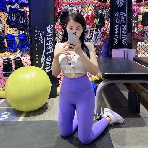 Bright color, no embarrassing line, high waist, nude feeling, butt lift, dragon fruit color yoga fitness pants, women's running sexy butt lift pants