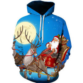 2023 圣诞节秋冬季新款跨境男式卫衣3D印花男女套头宽松休闲卫衣