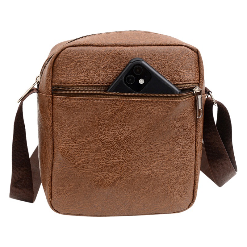 2021 Men's Bag Pu Leather Korean Style New Shoulder Bag Business Casual Large Capacity Crossbody Bag Men's Single Backpack Street Stall