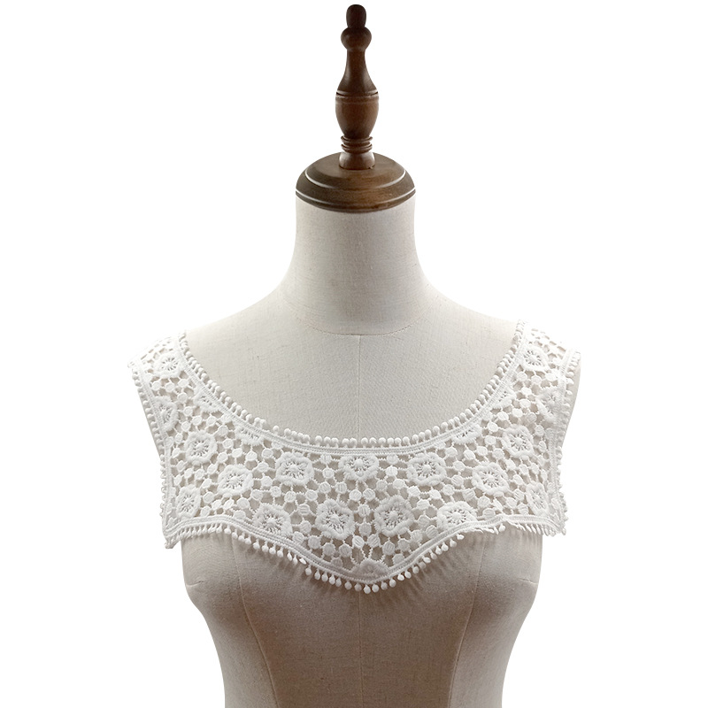 蕾丝胸花后背领 水溶领花 镂空假领子 牛奶丝刺绣胸领 绣花前后领